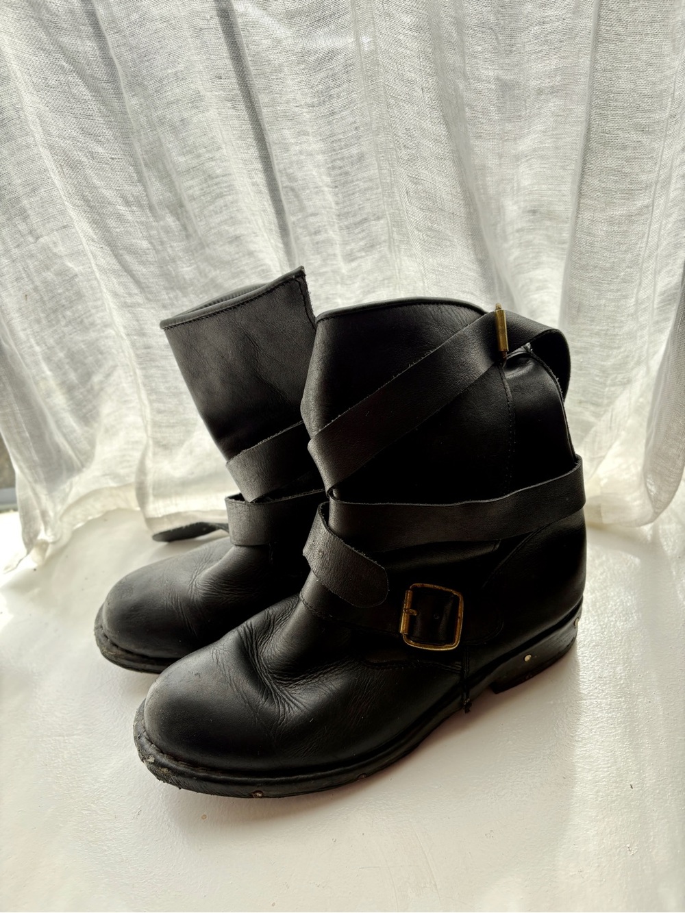 Jeffrey Campbell Black Leather Brit Wrap Moto Boot